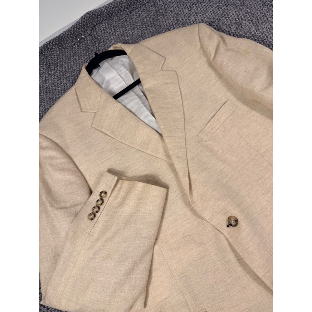 Jos. A. Bank Sport Coat 44 RG Beige Linen Wool Blend Two Button Blazer spring - Picture 16 of 16